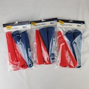 New View Gifts 12pc Popsicle Mold Set Red Blue Silicone Ice Pop Maker 3 Packs
